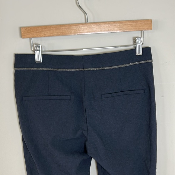 BRUNELLO CUCINELLI  Trouser Ankle Pant Navy Blue Embellished Stripe Pockets Sz 4 - Picture 5 of 13